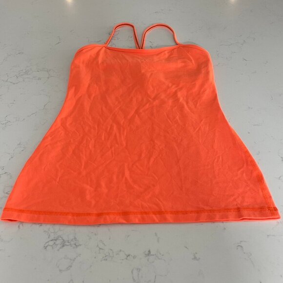 Lululemon Power Y Tank * Luon Light Yoga Workout Rback Top Pizzaz Orange Sz 6 - Picture 6 of 10